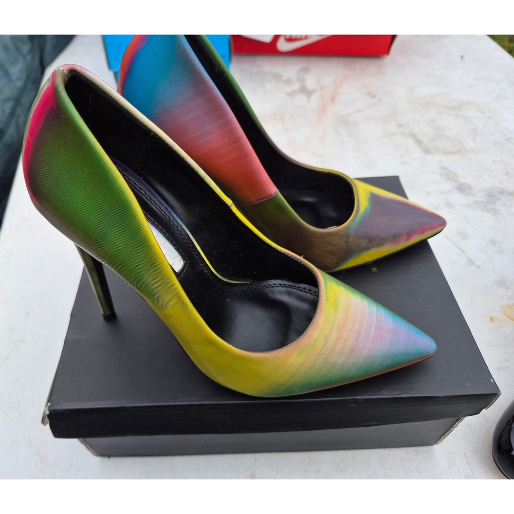 Liliana Kimye-19 Rainbow Oil Slick Stiletto Pumps Pointed Toe Heels Size 6